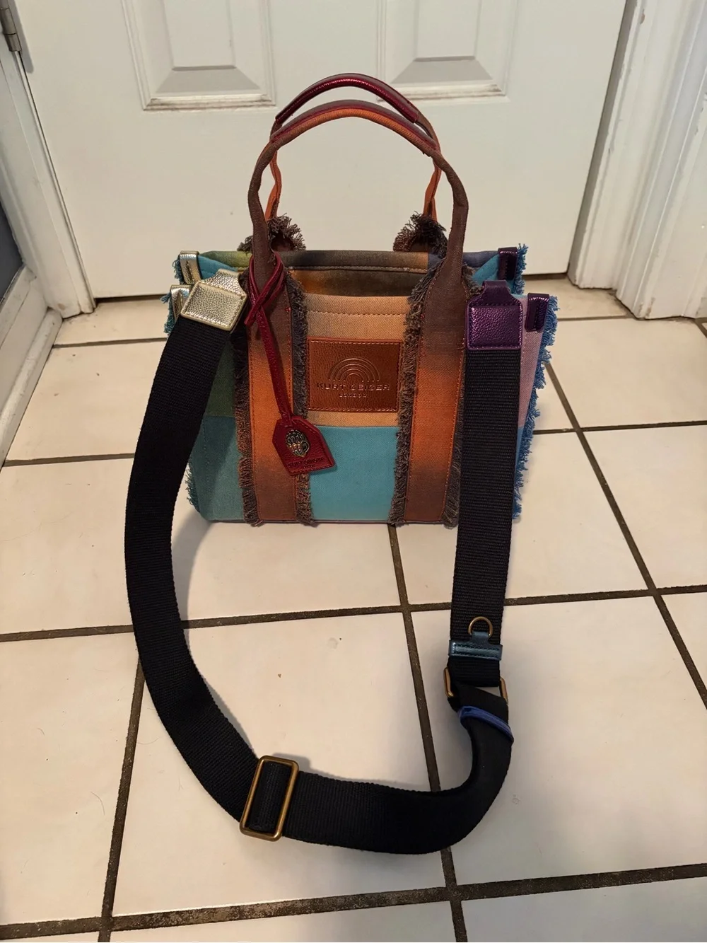 Kurt Geiger Southbank Patchwork Denim Tote. NWT - Picture 9 of 11